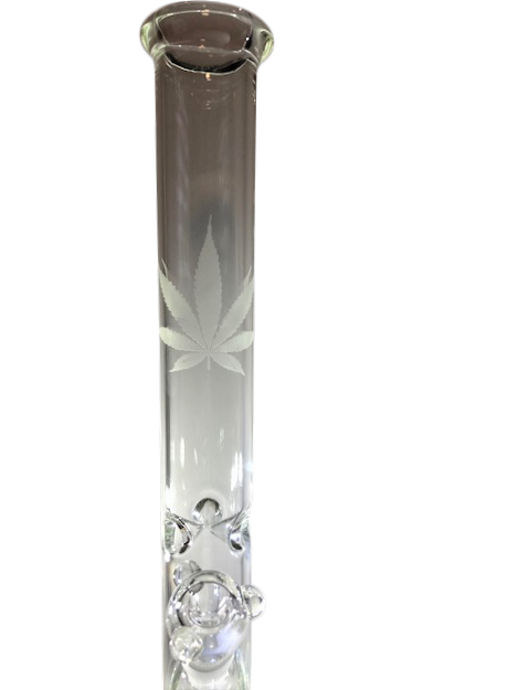 AMG 18" Clear Hemp Leaf Flared Base Glass Water Pipe